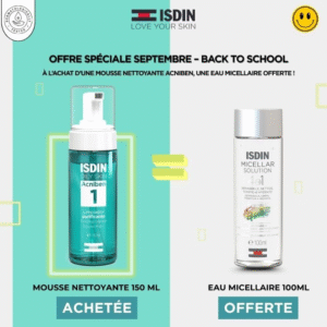ISDIN OFFRE WEB TEEN SKIN ACNIBEN 1 NETTOYANT PURIFIANT 150 ML + EAU MICELLAIRE 100ML OFFERTE