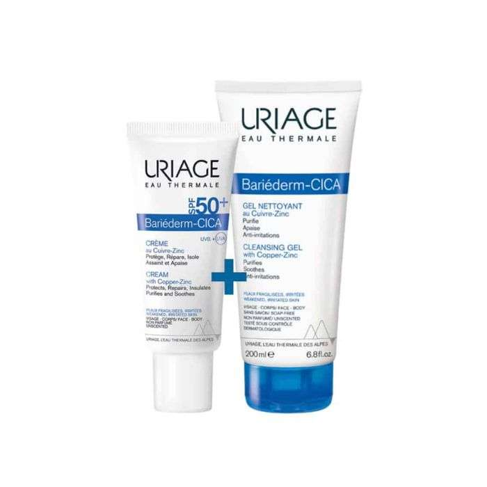 URIAGE BARIEDERM CICA CREME REPARATRICE SPF50+ 40ML+ GEL NETTOYANT 200ML OFFERT