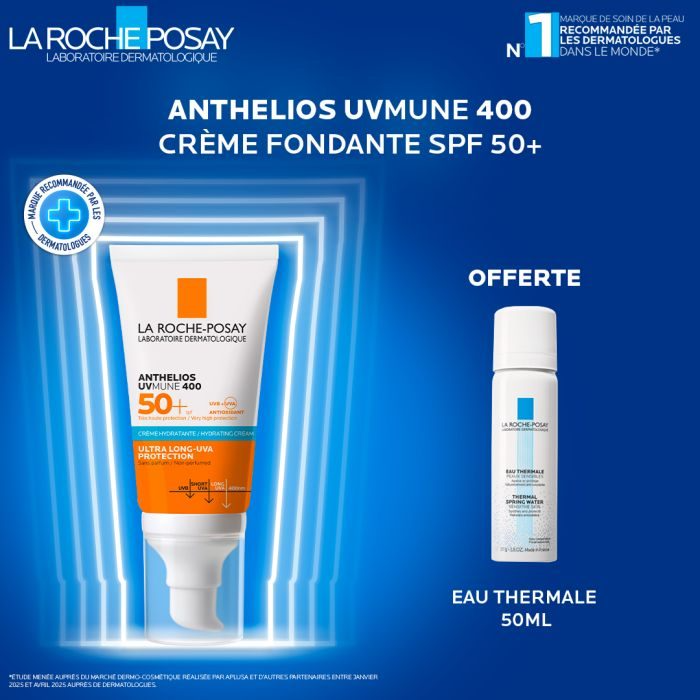 LA ROCHE POSAY OFFRE ANTHELIOS UVMUNE 400 CREME HYDRATANTE SPF 50+ INVISIBLE 50 ML + EAU THERMALE 50ML OFFERT